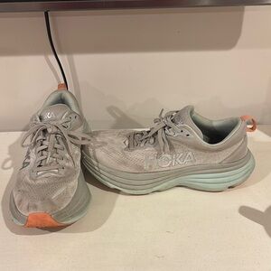 Hoka Gray and Orange Athletic Shoes